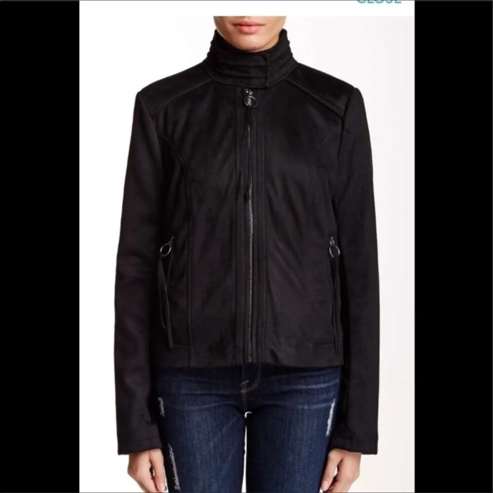 Rachel Roy Fringe Faux Suede Moto Jacket NWT
